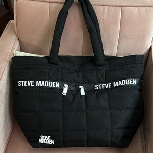 Steve Madden Black Quilted Tote Bag
